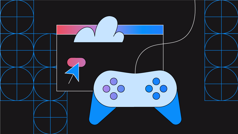 Imagem de um controle de videogame com uma página de navegador da Web em segundo plano