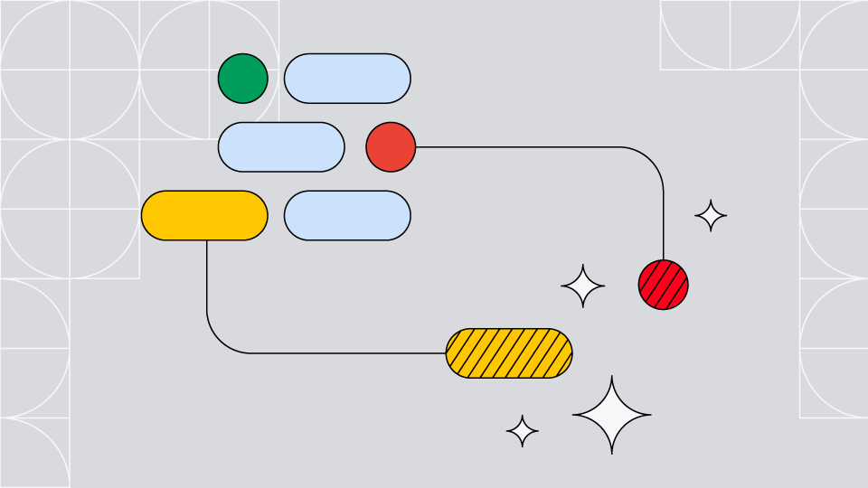 Abstrakte Linien in den Google Chrome-Farben, die auf KI hinweisen